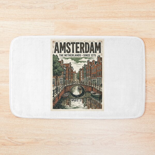 Item preview, Amsterdam Vintage Woodblock Canal Print Dutch City Travel T-Shirt designed and sold by Egyptian king ⭐⭐⭐⭐⭐.