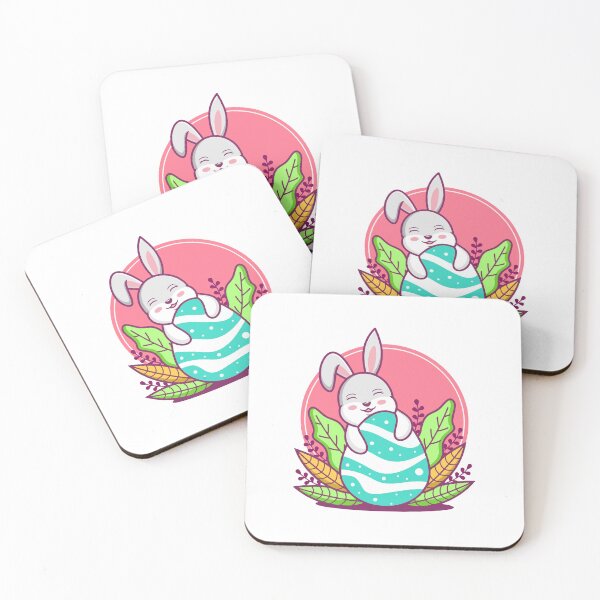 Item preview, Cute Easter Bunny Hugging Striped Egg designed and sold by ringgokliya.