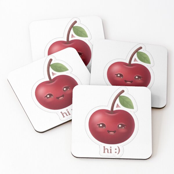 Item preview, Cherry “Hi :)” Kawaii Sticker – Cute Friendly Minimal Aesthetic designed and sold by Dakochaaan.