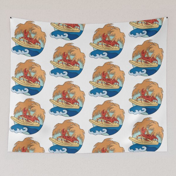 Item preview, Crab surfer with flip flops on wave designed and sold by RizikCat.
