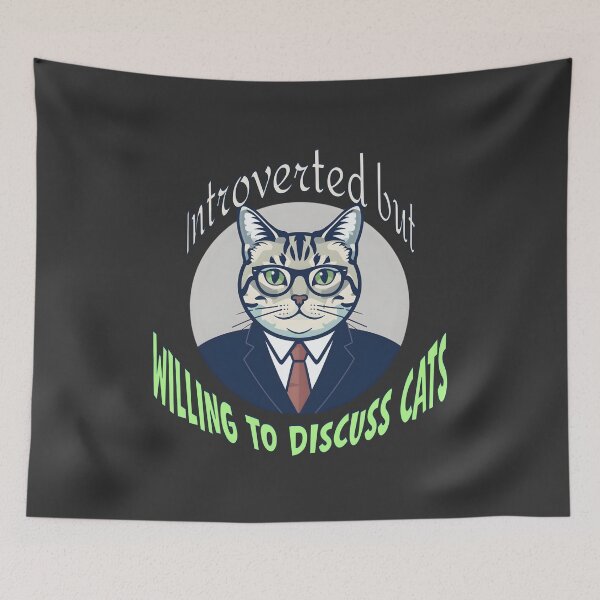 Item preview, Introverted but Willing to Discuss Cats – Funny Cat Lover Design designed and sold by TestudoDesign.