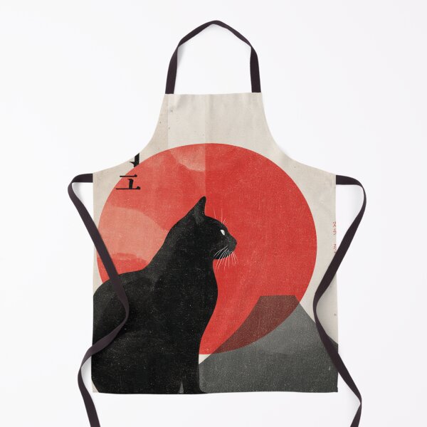 Item preview, Japanese Style Poster Black Cat Red Sun Art designed and sold by GrinGalore.