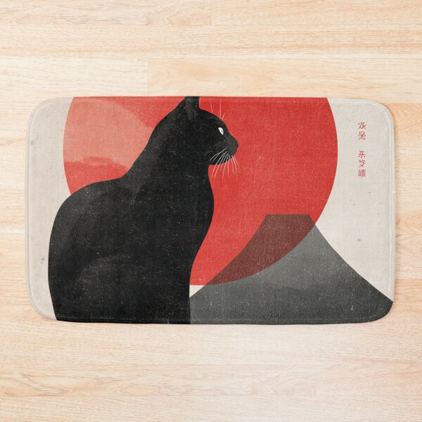 Item preview, Japanese Style Poster Black Cat Red Sun Art designed and sold by GrinGalore.