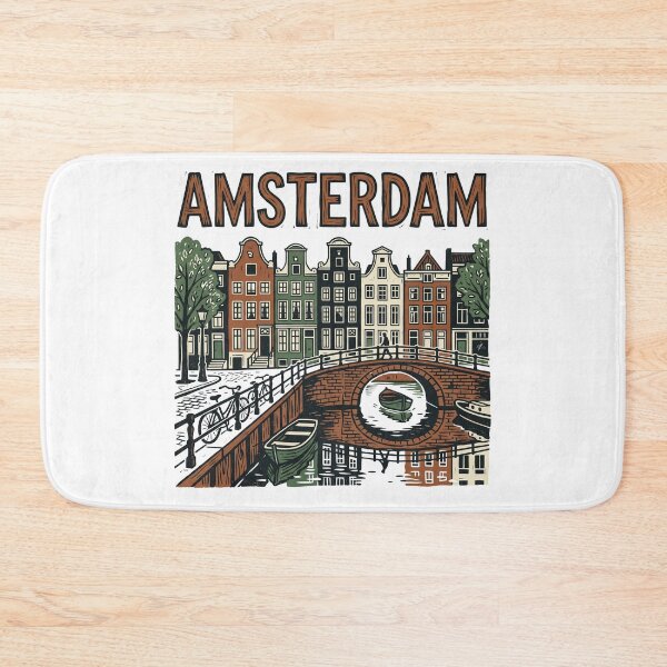 Item preview, Amsterdam Vintage Woodblock Canal Print Dutch City Travel T-Shirt designed and sold by Egyptian king ⭐⭐⭐⭐⭐.