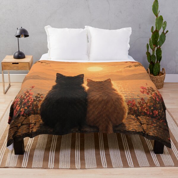 Item preview, Romantic Sunset Cats Aesthetic Couple Cat Landscape Art Phone Case Design designed and sold by IconicDesignsXd.
