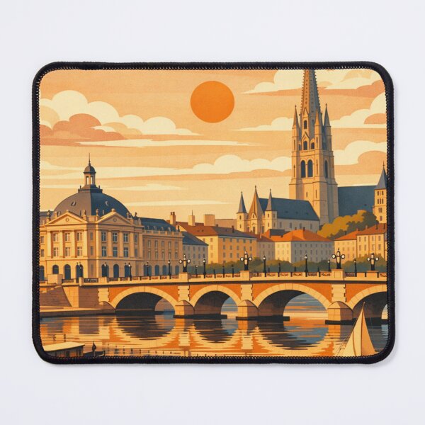 Item preview, Bordeaux France riverside bridge sunset travel poster designed and sold by MatthewHeights.