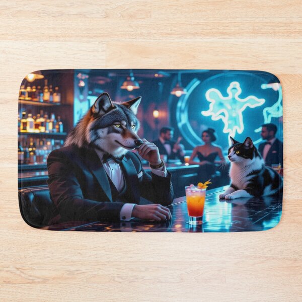 Item preview, Midnight Dialogues – Wolf & Cat in a surreal lounge moment designed and sold by FotoworldEdel.