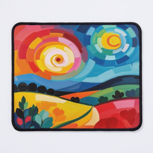 Item preview, Celestial Harmony – Colorful landscape with dual suns & stylized nature vibes designed and sold by FotoworldEdel.