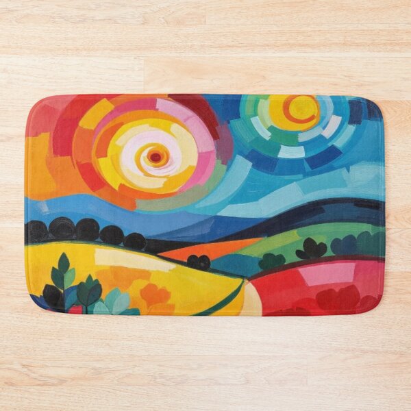 Item preview, Celestial Harmony – Colorful landscape with dual suns & stylized nature vibes designed and sold by FotoworldEdel.