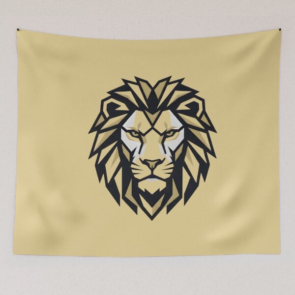 Item preview, Geometric Gold Lion Head - Luxury Majestic Predator Minimalist Art designed and sold by MCV-Designs.