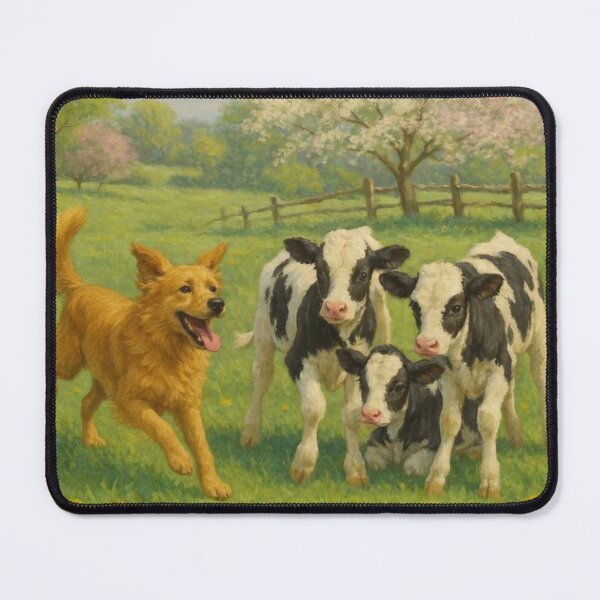 Item preview, Golden Dog and Baby Cows designed and sold by TinCatOutPost.