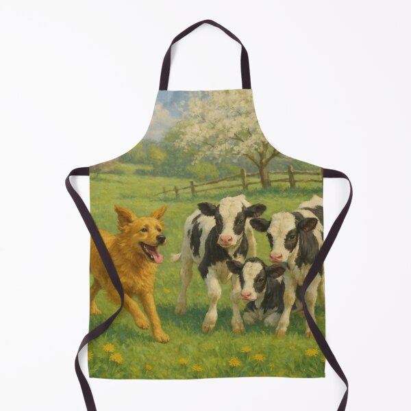 Item preview, Golden Dog and Baby Cows designed and sold by TinCatOutPost.