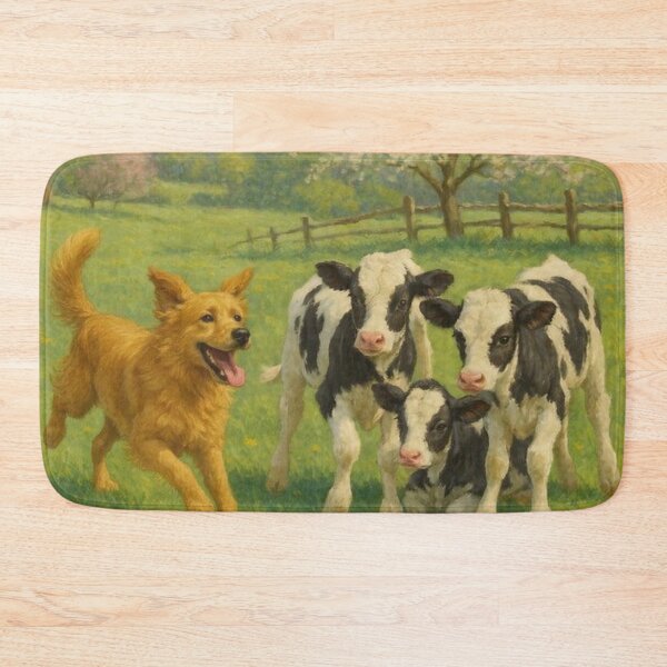 Item preview, Golden Dog and Baby Cows designed and sold by TinCatOutPost.