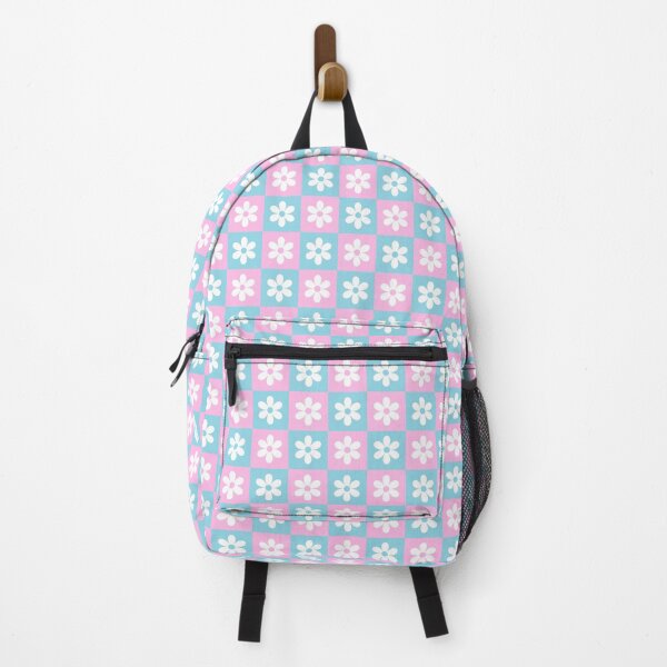 Item preview, Daisy Seamless Pattern in Pink and Blue Grids designed and sold by SmallDart Creations.