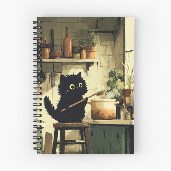 Item preview, Black Cat Tasting Soup in Kitchen designed and sold by Erika Kaisersot.