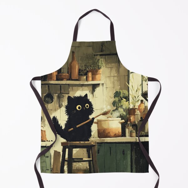 Item preview, Black Cat Tasting Soup in Kitchen designed and sold by Erika Kaisersot.