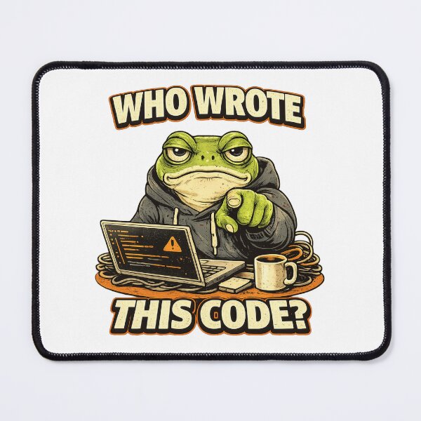 Item preview, Who Wrote This Code Frog – Funny Programmer Shirt, Coding Humor Sticker, Developer Meme Design designed and sold by NUVYStudio.