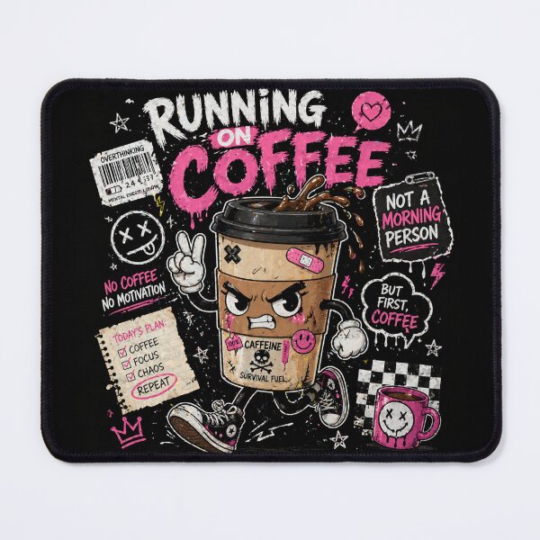 Item preview, Running on Coffee – Funny Chaos Energy Caffeine Lover Shirt designed and sold by IdentityThread.
