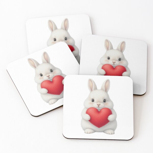 Item preview, Fluffy White Bunny Holding a Big Red Heart – Cute Love Illustration designed and sold by lovelistivkaa.
