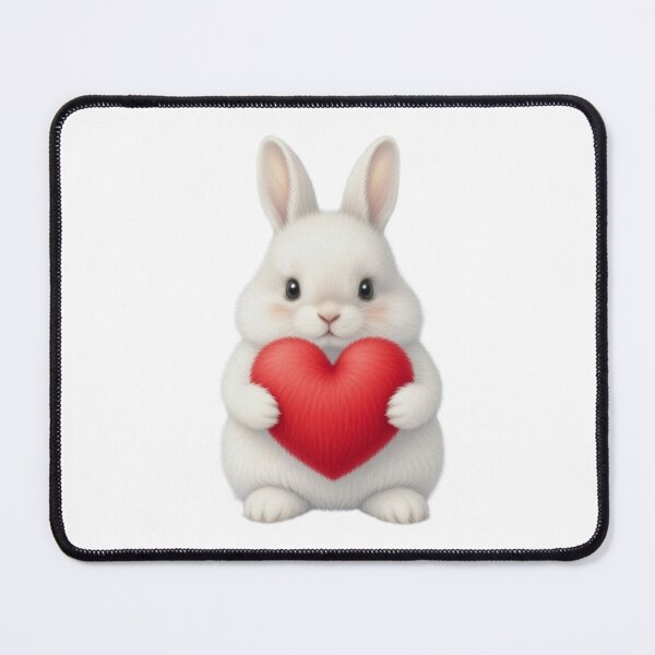 Item preview, Fluffy White Bunny Holding a Big Red Heart – Cute Love Illustration designed and sold by lovelistivkaa.