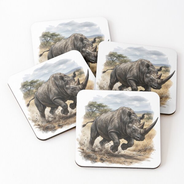 Item preview, Black Rhinoceros Diceros Bicornis African Savanna designed and sold by RubisLeaf.
