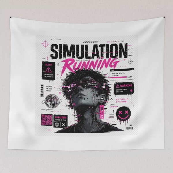 Item preview, Simulation Running – Cyberpunk Glitch Human AI Reality Design designed and sold by IdentityThread.