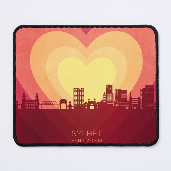 Item preview, Sylhet Bangladesh Skyline Hearts Red Yellow designed and sold by ArtPrints.