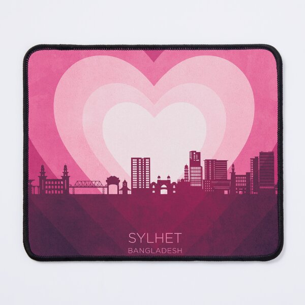 Item preview, Sylhet Bangladesh Skyline Hearts Pink designed and sold by ArtPrints.