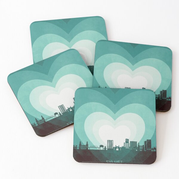 Item preview, Sylhet Bangladesh Skyline Hearts Teal designed and sold by ArtPrints.