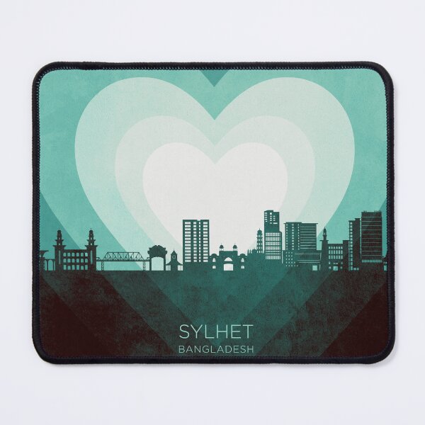 Item preview, Sylhet Bangladesh Skyline Hearts Teal designed and sold by ArtPrints.