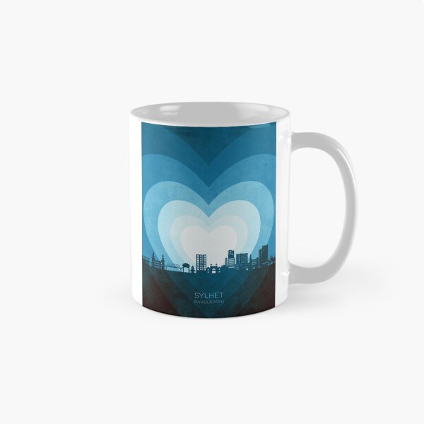 Item preview, Sylhet Bangladesh Skyline Hearts Blue designed and sold by ArtPrints.