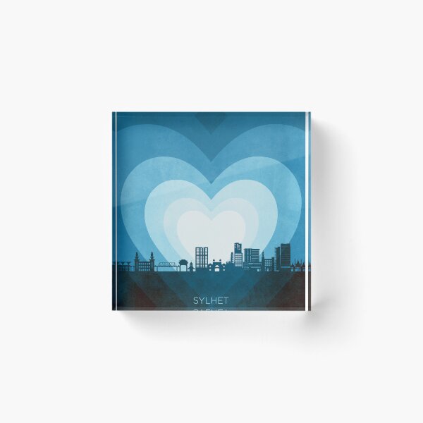 Item preview, Sylhet Bangladesh Skyline Hearts Blue designed and sold by ArtPrints.