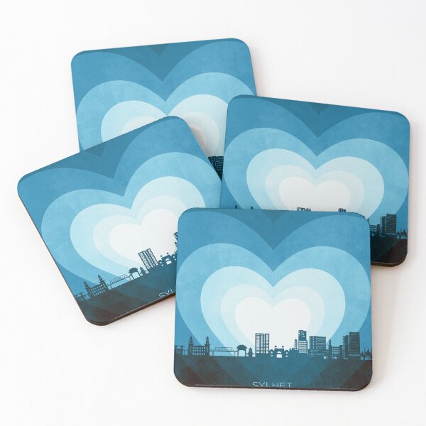 Item preview, Sylhet Bangladesh Skyline Hearts Blue designed and sold by ArtPrints.