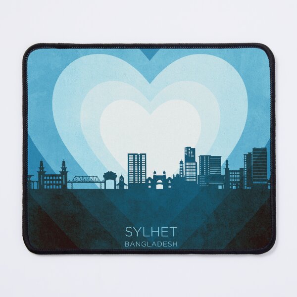 Item preview, Sylhet Bangladesh Skyline Hearts Blue designed and sold by ArtPrints.
