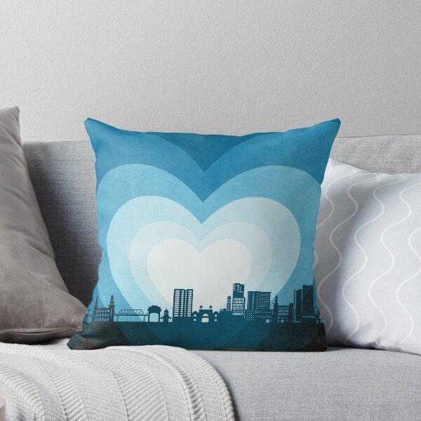 Item preview, Sylhet Bangladesh Skyline Hearts Blue designed and sold by ArtPrints.
