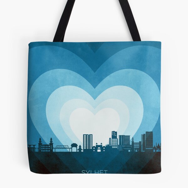 Item preview, Sylhet Bangladesh Skyline Hearts Blue designed and sold by ArtPrints.