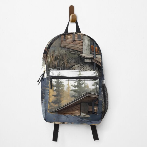 Item preview, Offline Fashion - Modern Lakeside Cabin Watercolor Sketch designed and sold by Modern Nest Art.
