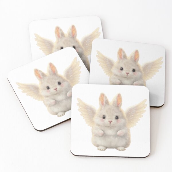 Item preview, Angelic White Bunny – Cute Fluffy Heaven Rabbit Art designed and sold by lovelistivkaa.
