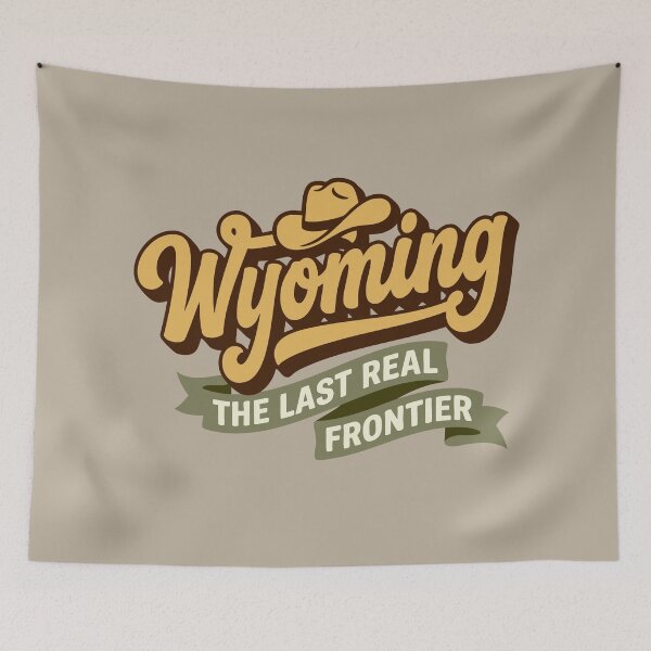 Item preview, Retro Wyoming Cowboy Hat The Last Real Frontier Art designed and sold by Cozy-Old-Pub.