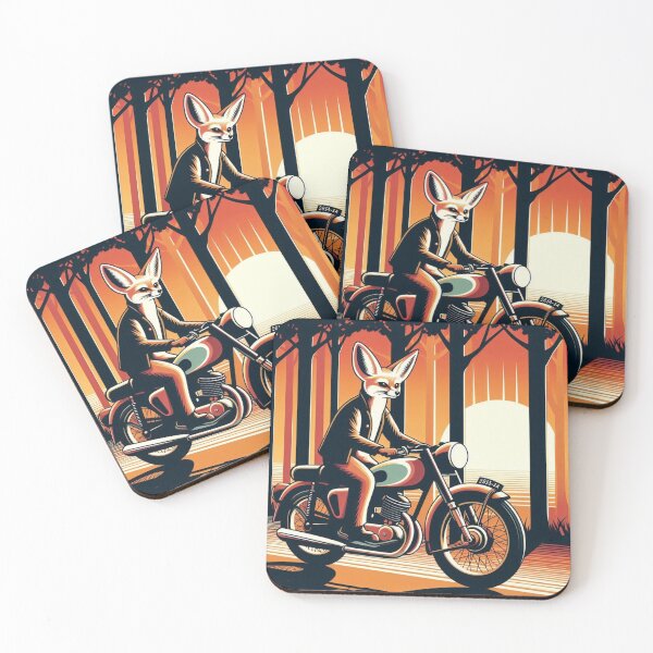 Item preview, Biker Fox – Retro Sunset Adventure Poster designed and sold by Dogandesighn.