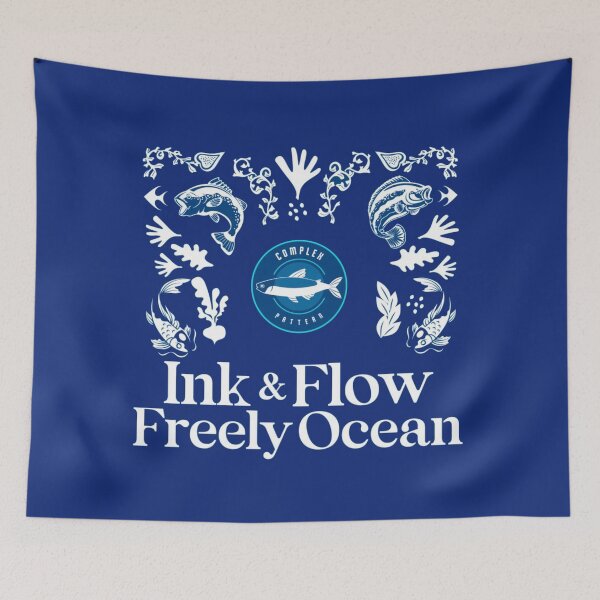 Item preview, Ink and Flow Freely Ocean Marine Art designed and sold by TZAR WORKS.