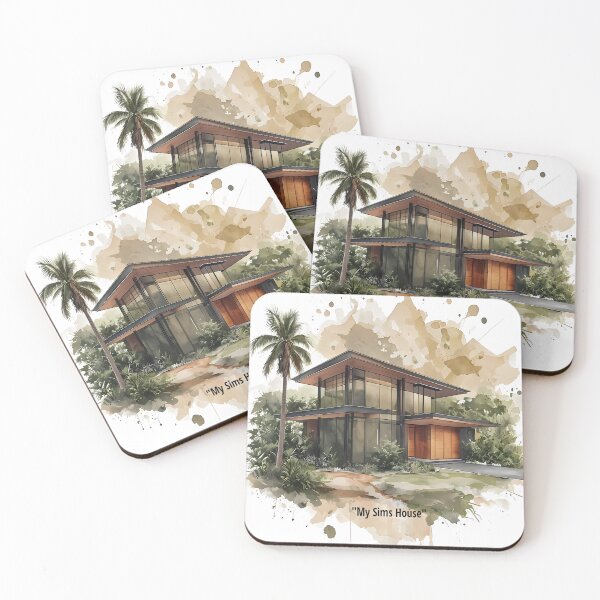 Item preview, My Sims House - Modern Luxury Villa Watercolor Art designed and sold by Modern Nest Art.