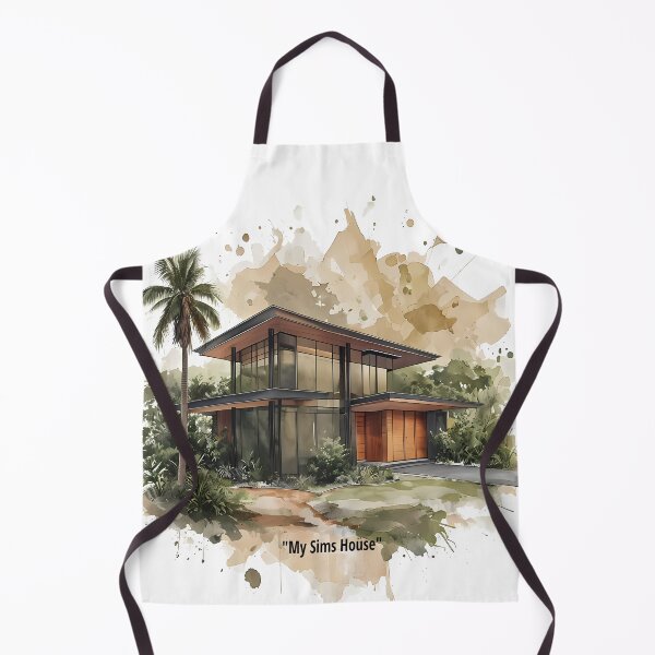 Item preview, My Sims House - Modern Luxury Villa Watercolor Art designed and sold by Modern Nest Art.