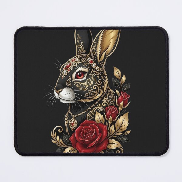 Item preview,  Gothic Luxury Golden Rabbit with Red Roses  Ornate Filigree Art designed and sold by QuietLines17.