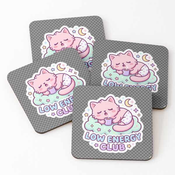 Item preview, Low Energy Club Kawaii Sleepy Cat Pastel Sticker designed and sold by R & K Fashions.