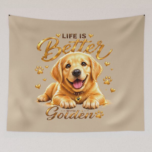 Item preview, Golden Retriever Puppy - Cute Smiling Dog Illustration designed and sold by Nature's Palette.
