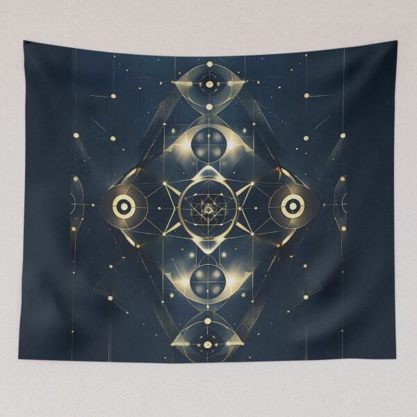 Item preview, Universal Balance Sacred Geometry Symmetry Design – 6th Design of Sacred Series in Gold on Navy designed and sold by ArtivaNest.