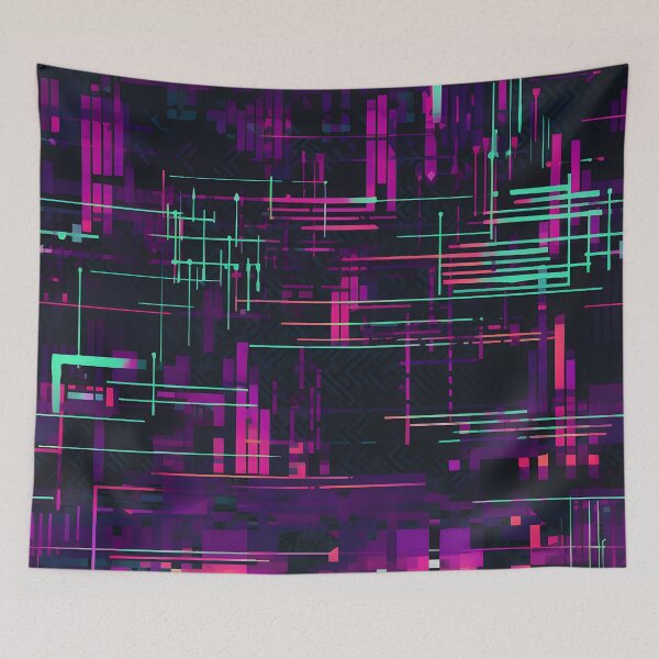 Item preview, Electric Signal Grid Neon Cyberpunk Pattern designed and sold by Hashola Designs.