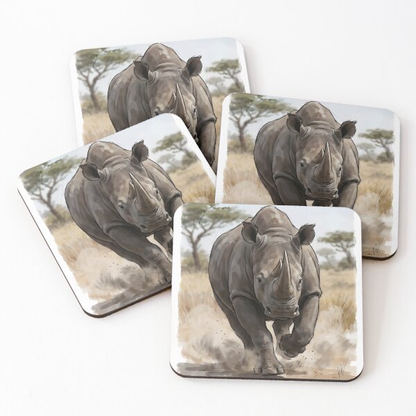 Item preview, Black Rhinoceros Diceros Africa Serengeti Savanna Landscape designed and sold by RubisLeaf.