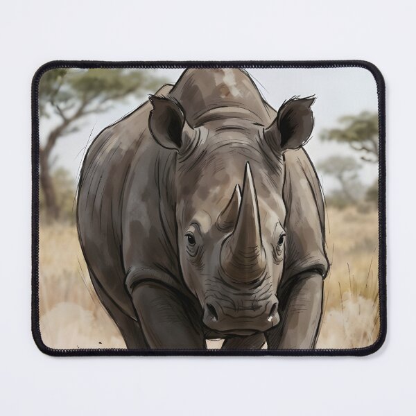 Item preview, Black Rhinoceros Diceros Africa Serengeti Savanna Landscape designed and sold by RubisLeaf.